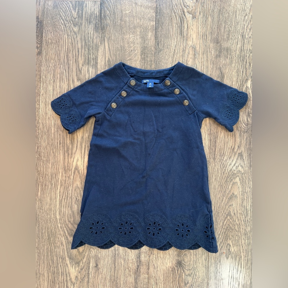 GAP Navy Blue Kids Dress with Button Detail
